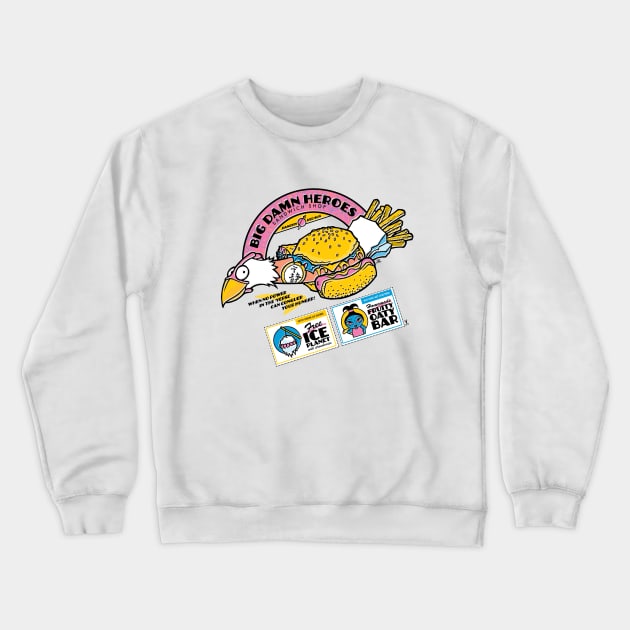 Big Damn Heroes Sandwich Shop Crewneck Sweatshirt by ShokXoneStudios